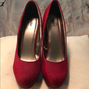 Red suede heels